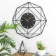 Glitzhome 24.02"D Modern Metal Black & Golden Octagon Design Wall Clock