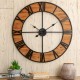 Glitzhome 30.00"D Oversized Farmhouse Wooden & Metal Center Cutout Design Wall Clock
