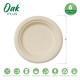 Oak PLUS 6 inch Natural Compostable & Disposable Sugarcane Plates, 600 Pack