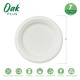 Oak PLUS 7 inch White Compostable & Disposable Sugarcane Plates, 600 Pack