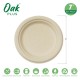 Oak PLUS 7 inch Natural Compostable & Disposable Sugarcane Plates, 600 Pack