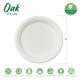 Oak PLUS 9 inch White Compostable & Disposable Sugarcane Plates, 300 Pack