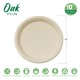 Oak PLUS 10 inch Natural Compostable & Disposable Sugarcane Plates, 300 Pack