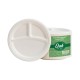 Oak PLUS 9 inch White Compostable & Disposable Sugarcane Sectional Plates, 300 Pack