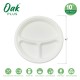 Oak PLUS 10 inch White Compostable & Disposable Sugarcane Sectional Plates, 300 Pack