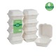 Oak PLUS 6 inch White Compostable & Disposable Sugarcane Clamshell Containers, 300 Pack