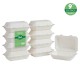 Oak PLUS 9 inch White Compostable & Disposable Sugarcane Clamshell Containers, 300 Pack