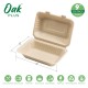 Oak PLUS 9 inch Natural Compostable & Disposable Sugarcane Clamshell Containers, 300 Pack