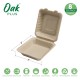 Oak PLUS 8 inch Natural Compostable & Disposable Sugarcane Clamshell Containers, 300 Pack