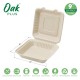 Oak PLUS 9 inch Natural Compostable & Disposable Sugarcane Clamshell Containers, 300 Pack