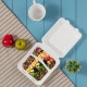 Oak PLUS 8 inch White Compostable & Disposable Sugarcane Sectional Clamshell Containers, 300 Pack