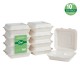 Oak PLUS 10 inch White Compostable & Disposable Sugarcane Sectional Clamshell Containers, 300 Pack