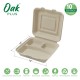 Oak PLUS 10 inch Natural Compostable & Disposable Sugarcane Sectional Clamshell Containers, 300 Pack