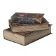 Glitzhome Decorative Vintage Book Shaped Christmas Storage Book Box, Set of 3