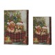 Glitzhome Decorative Vintage Dog Print Book Shaped Christmas Storage Book Box, Set of 2