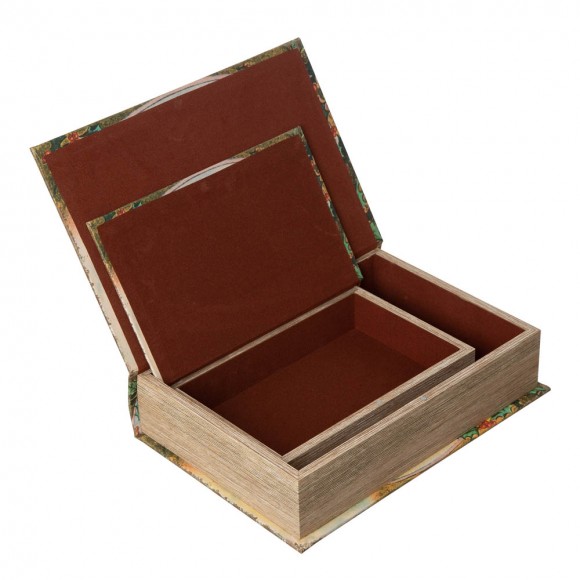 [OFFICIAL] Glitzhome Decorative Vintage Storage Book Shaped Christmas Book Box,Santa,Set of 2
