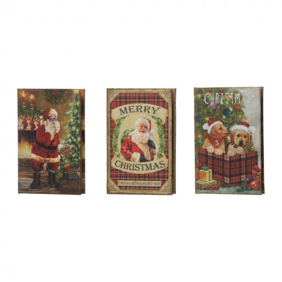 Glitzhome Decorative Vintage Book Shaped Christmas Book Box, Set of 3