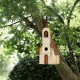 Glitzhome 15.63"H Church Rustic Distressed Wooden Birdhouse