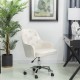 Glitzhome Cream Velvet Gaslift Adjustable Swivel Office Chair/Desk Chair