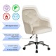 Glitzhome Cream Velvet Gaslift Adjustable Swivel Office Chair/Desk Chair