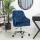 Glitzhome Navy Blue Velvet Gaslift Adjustable Swivel Office Chair/Desk Chair