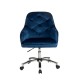 Glitzhome Navy Blue Velvet Gaslift Adjustable Swivel Office Chair/Desk Chair