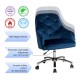 Glitzhome Navy Blue Velvet Gaslift Adjustable Swivel Office Chair/Desk Chair