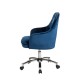 Glitzhome Navy Blue Velvet Gaslift Adjustable Swivel Office Chair/Desk Chair