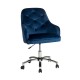 Glitzhome Navy Blue Velvet Gaslift Adjustable Swivel Office Chair/Desk Chair