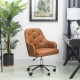 Glitzhome Caramel Bonded Leather Gaslift Adjustable Swivel Office Chair/Desk Chair