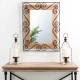 Glitzhome 31"H Traditional Rectangle Wooden And Metal Scroll Wall Mirror