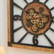 Glitzhome 27.17"H Industrial Wooden/Metal Square Gear Wall Clock with Tempered Glass
