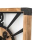 Glitzhome 27.17"H Industrial Wooden/Metal Square Gear Wall Clock with Tempered Glass