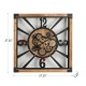 Glitzhome 27.17"H Industrial Wooden/Metal Square Gear Wall Clock with Tempered Glass