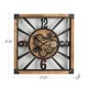 Glitzhome 27.17"H Industrial Wooden/Metal Square Gear Wall Clock with Tempered Glass