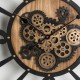 Glitzhome 27.17"H Industrial Wooden/Metal Square Gear Wall Clock with Tempered Glass