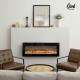 Oak PLUS 50"L Wall Mounted or Recessed Electric Fireplace With 9 Color Flames, Faux Log & Crystal Decorated