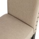 Glitzhome Cream White Fabric Dining Chair with Adjustable Feet Nails, Set of 2