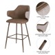 Glitzhome Dark Brown Mixing Leatherette/Gray Fabric Bar Stool with Back, Set of 2