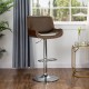 Glitzhome Mid-century Modern Leather Yellowish-brown Adjustable Height Swivel Bar Stool