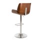 Glitzhome Mid-century Modern Leather Yellowish-brown Adjustable Height Swivel Bar Stool