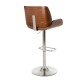 Glitzhome Mid-century Modern Leather Yellowish-brown Adjustable Height Swivel Bar Stool