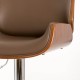 Glitzhome Mid-century Modern Leather Yellowish-brown Adjustable Height Swivel Bar Stool