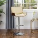 Glitzhome Mid-century Leather Modern Beige Adjustable Height Swivel Bar Stool