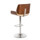 Glitzhome Mid-century Leather Modern Beige Adjustable Height Swivel Bar Stool