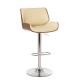 Glitzhome Mid-century Leather Modern Beige Adjustable Height Swivel Bar Stool