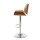 Glitzhome Mid-century Leather Modern Beige Adjustable Height Swivel Bar Stool