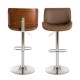 Glitzhome Mid-century Modern Leather Yellowish-brown Adjustable Height Swivel Bar Stool, Set of 2