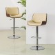 Glitzhome Mid-century Leather Modern Beige Adjustable Height Swivel Bar Stool,Set of 2