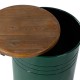 Glitzhome Hunter Green Modern Metal Storage Accent Table or Stool with Solid Wood Lid, Set of 2